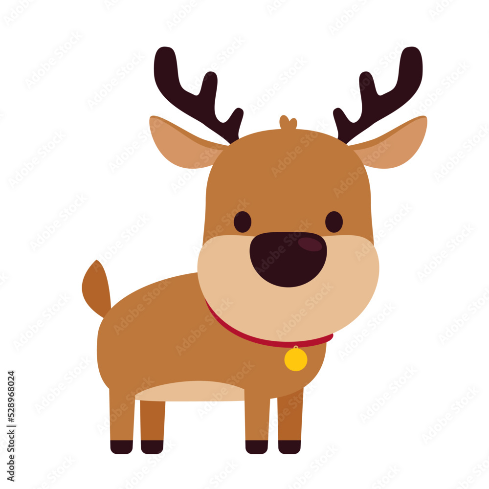 Brown reindeer on white background. Cute Reindeer in Christmas day. Brown reindeer on white background. Cute Reindeer in Christmas day.