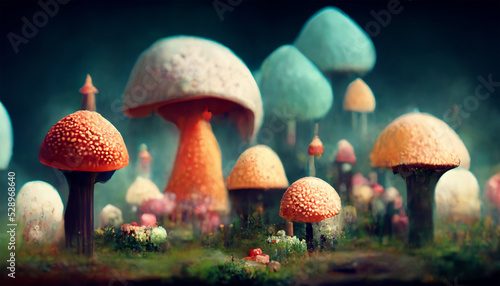 Mushroom wonderland painting