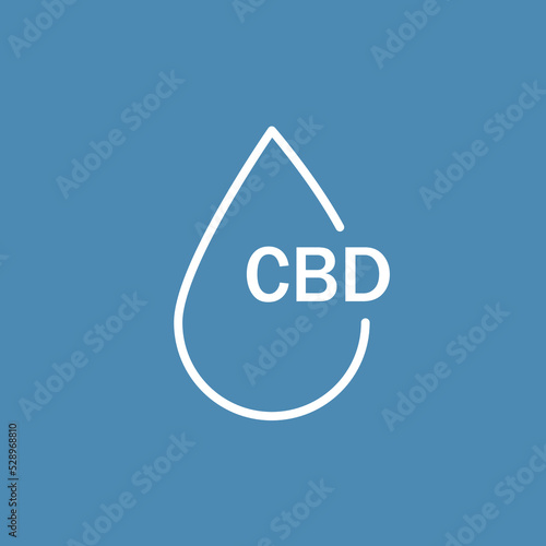 Flat and minimalistic CBD font with liquid drop icon or logo