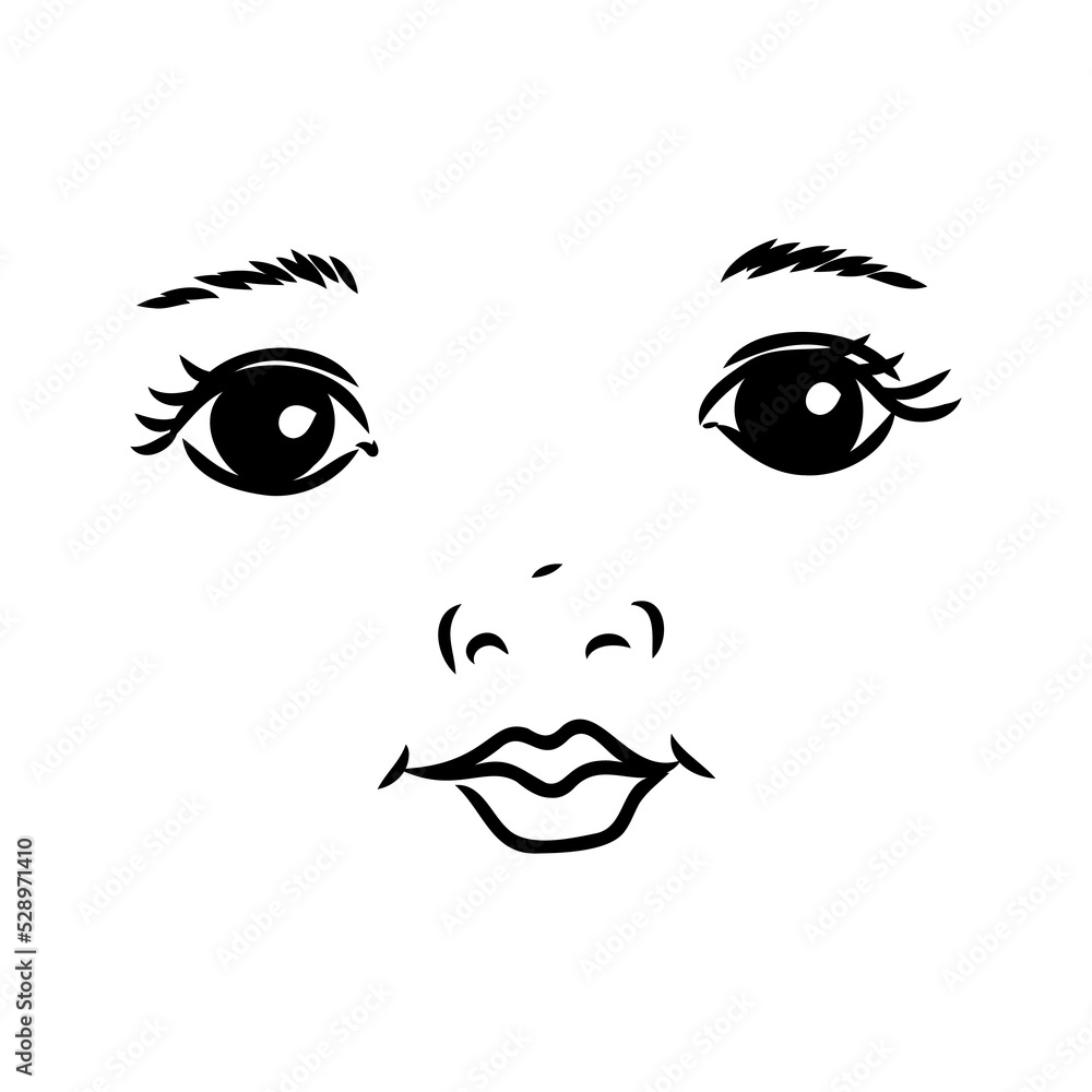 illustration of two baby faces on a white background illustration of two baby faces on a white background
