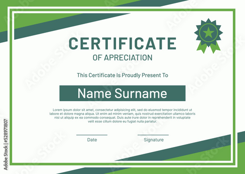 Certificate template modern green design