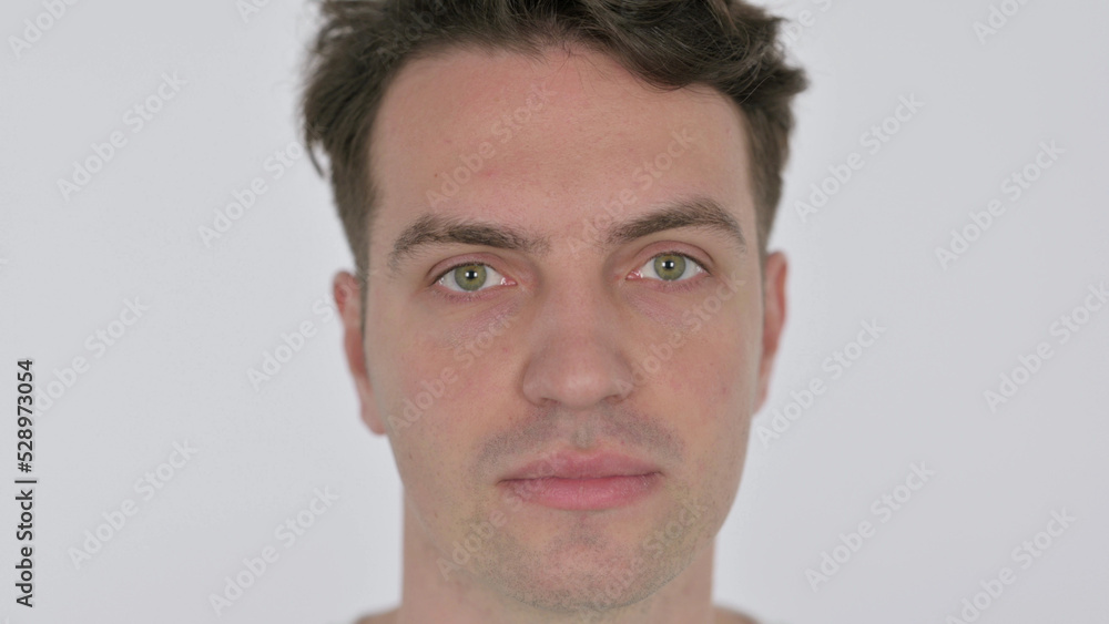 Fototapeta premium Face Close Up of Serious Young Man