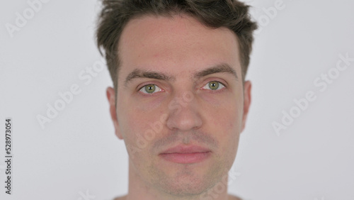 Face Close Up of Serious Young Man