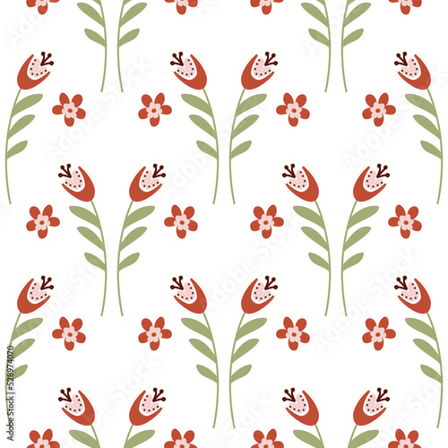 Bluebell flower pattern on white background seamless pattern for design, campanula flower blossom