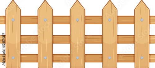 Garden fence. Cartoon wooden plank farm barrier