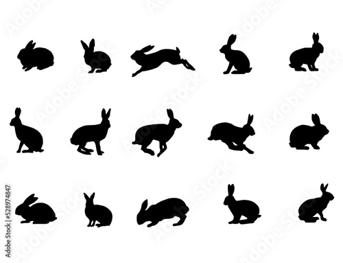 Set of rabbits silhouettes vector