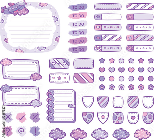 collection of digital printable frame notes with planners sticker and sticky notes pack