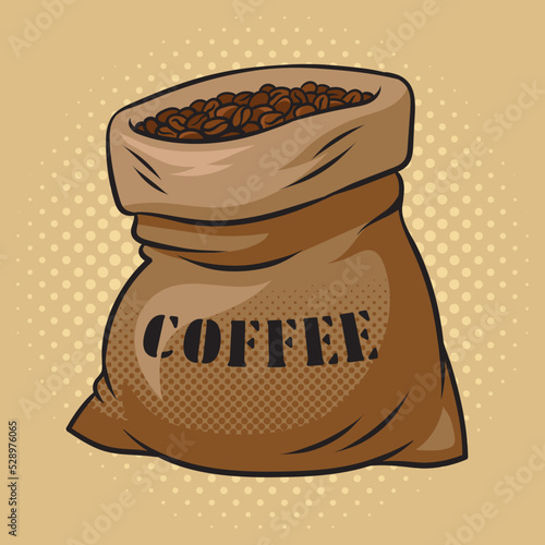 bag of coffee pinup pop art retro vector illustration. Comic book style imitation.