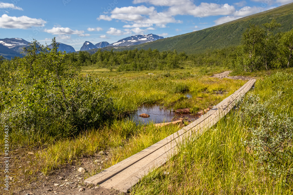 hiking the kungsleden in swedisch lapland, beautiful mountain scenery hiking the kungsleden in swedisch lapland, beautiful mountain scenery