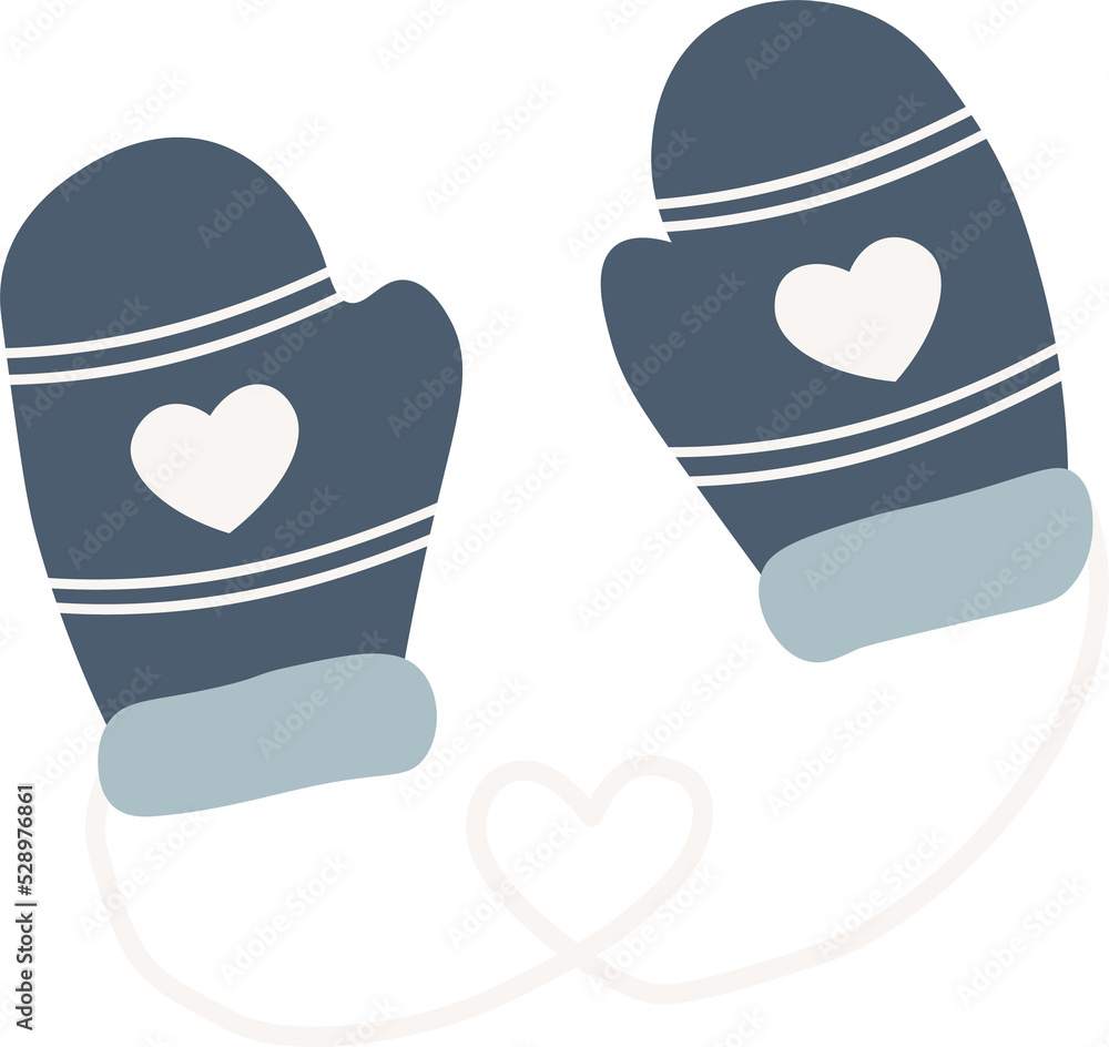 Obraz premium Christmas warm clothes mittens and hats in a white transparent background