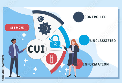 CUI - controlled unclassified information acronym. business concept background. vector illustration concept with keywords and icons. lettering illustration with icons for web banner, flyer, landing