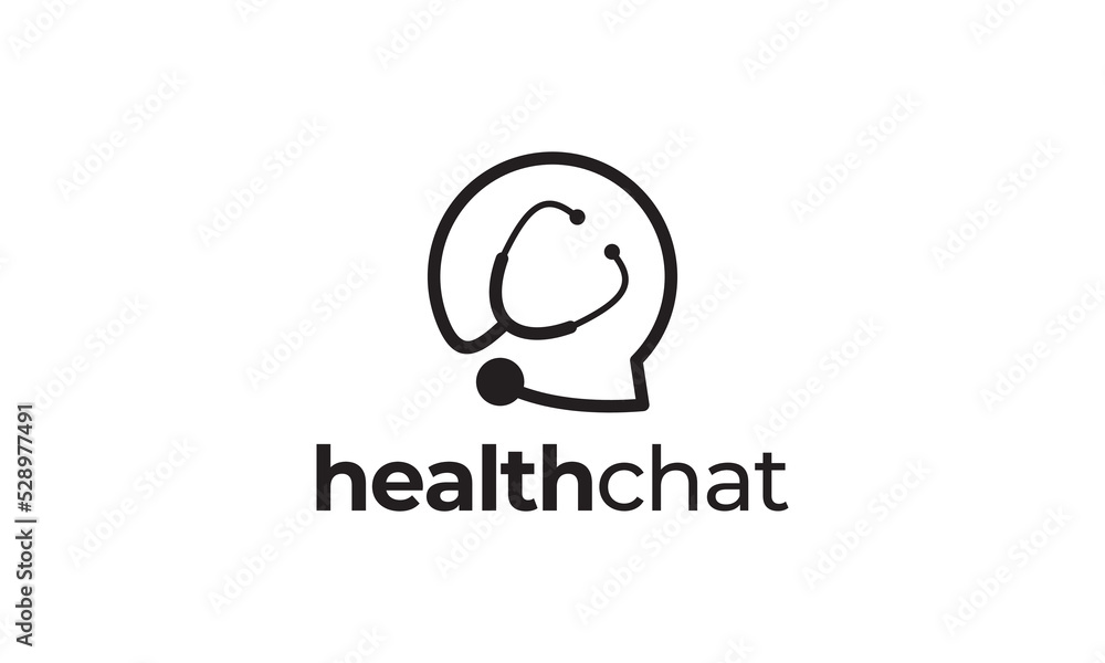 health chat logo design. stethoscope doctor icon symbol. health chat logo design. stethoscope doctor icon symbol.