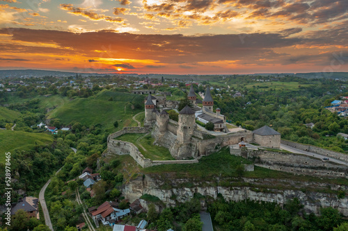 View at dusk on Kamianets-Podilskyi Castle, Ukraine