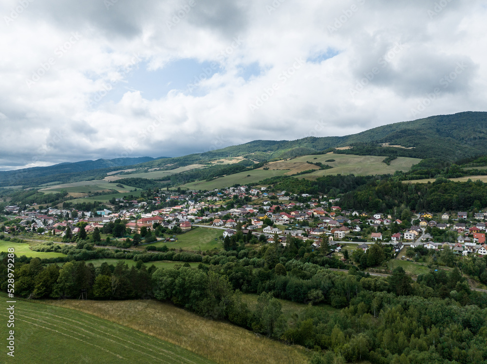 Aerial view of the village of Helcmanovce in Slovakia