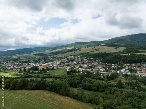 Aerial view of the village of Helcmanovce in Slovakia