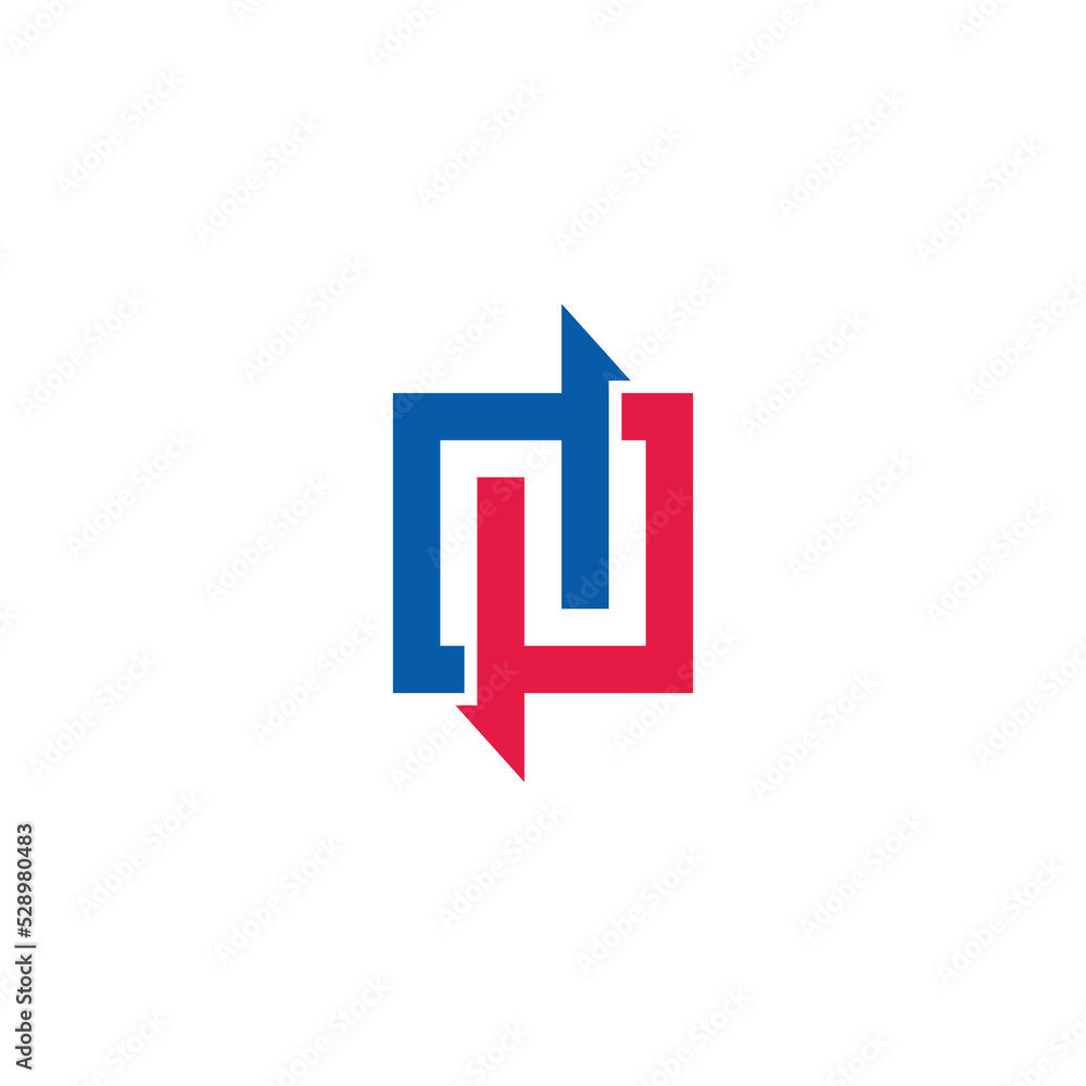 letter n exchange arrow square logo vector letter n exchange arrow square logo vector