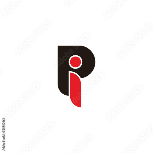 letter ip linked geometric colorful logo vector
