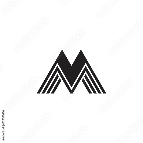 letter m stripes 3d geometric triangle logo vector