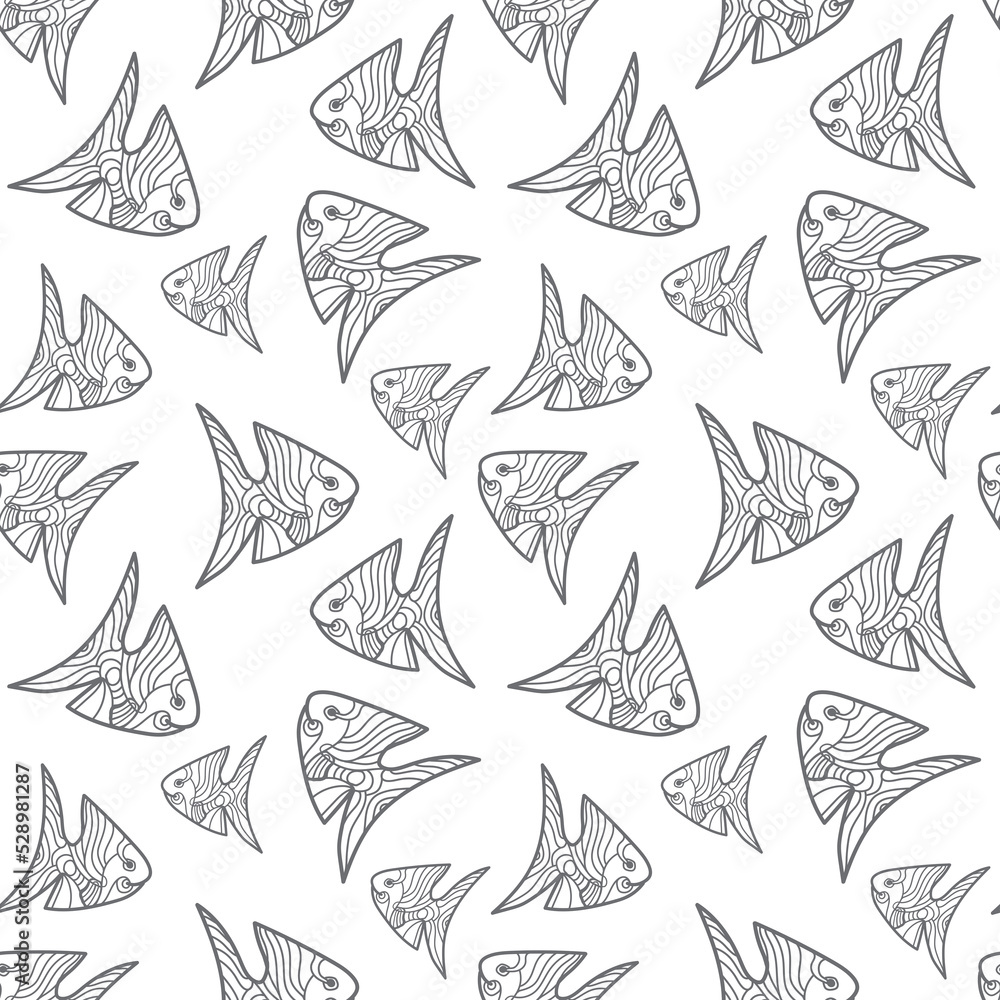 semless pattern with graphic fantastic fish. semless pattern with graphic fantastic fish.