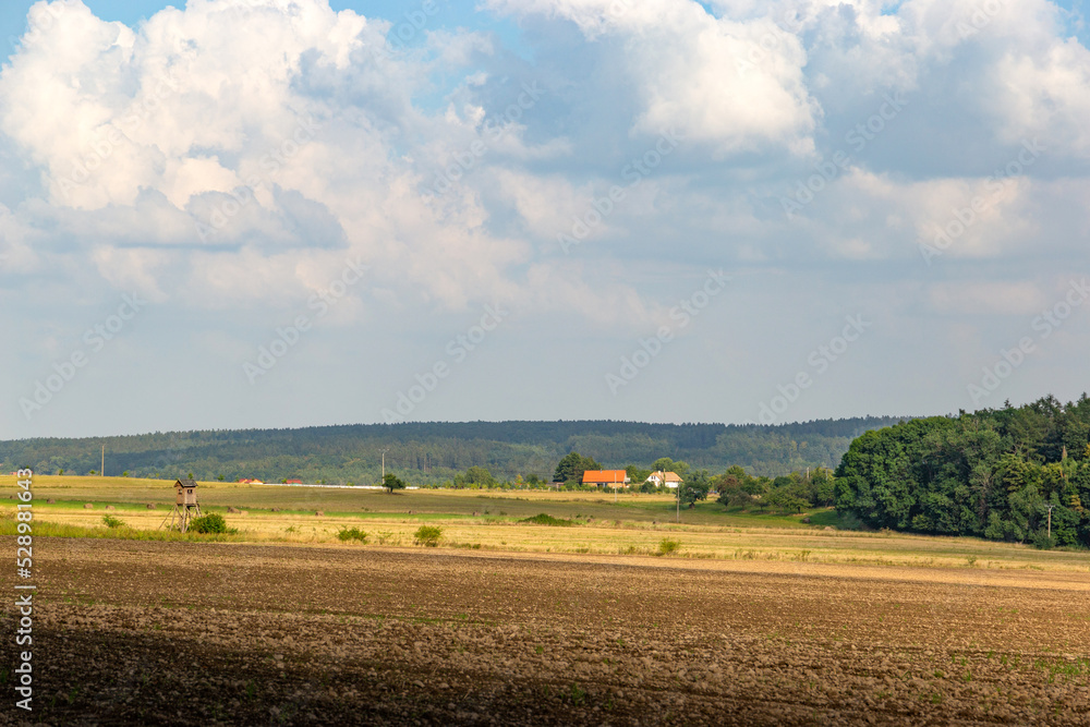 Evening landscape. Fields and forests at sunset. Evening landscape. Fields and forests at sunset.
