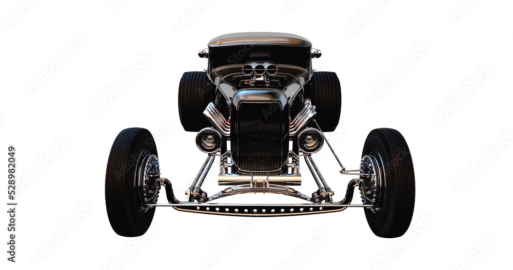 Hot rod black on white background. 3D render. Hot rod black on white background. 3D render.