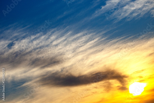 bright colorful sunset in the sky. beauty of nature landscape in the clouds