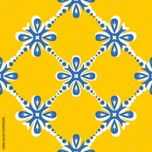 Ornate pattern for azulejo spanish portuguese style ceramic tiles  vector illustration  mandala arabic pattern