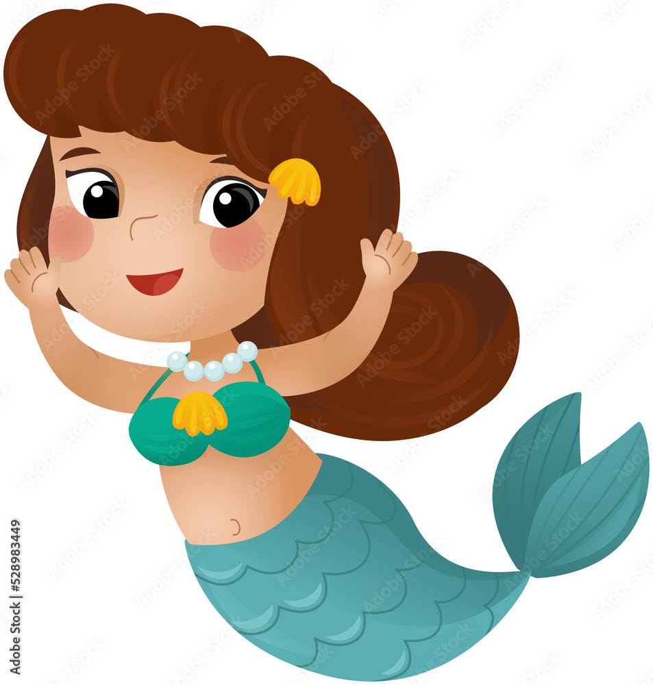 cartoon scene with happy mermaid isolated illustration for children cartoon scene with happy mermaid isolated illustration for children