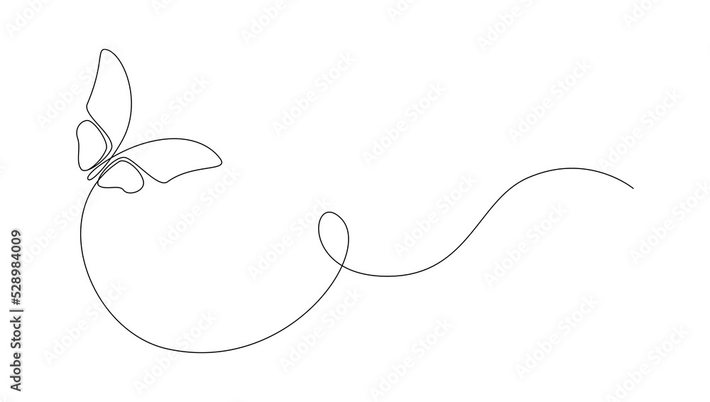 Butterfly in One continuous line drawing. Beautiful flying moth for wellbeing beauty or spa salon logo and divider concept in simple linear style. Editable stroke. Doodle vector illustration Butterfly in One continuous line drawing. Beautiful flying moth for wellbeing beauty or spa salon logo and divider concept in simple linear style. Editable stroke. Doodle vector illustration