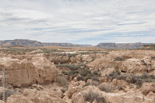 Fototapeta Badlans of Navarre (Bardenas Reales de Navarra) dessert in the middle of Spain