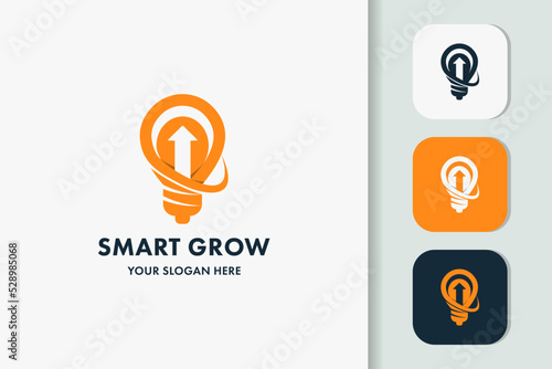 bulb arrow concept for smart business grow, accounting finance logo design