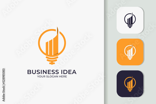 statistic bulb concept for smart business grow, accounting finance logo design