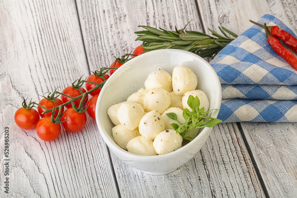Mozzarella cheese balls in the bowl Mozzarella cheese balls in the bowl