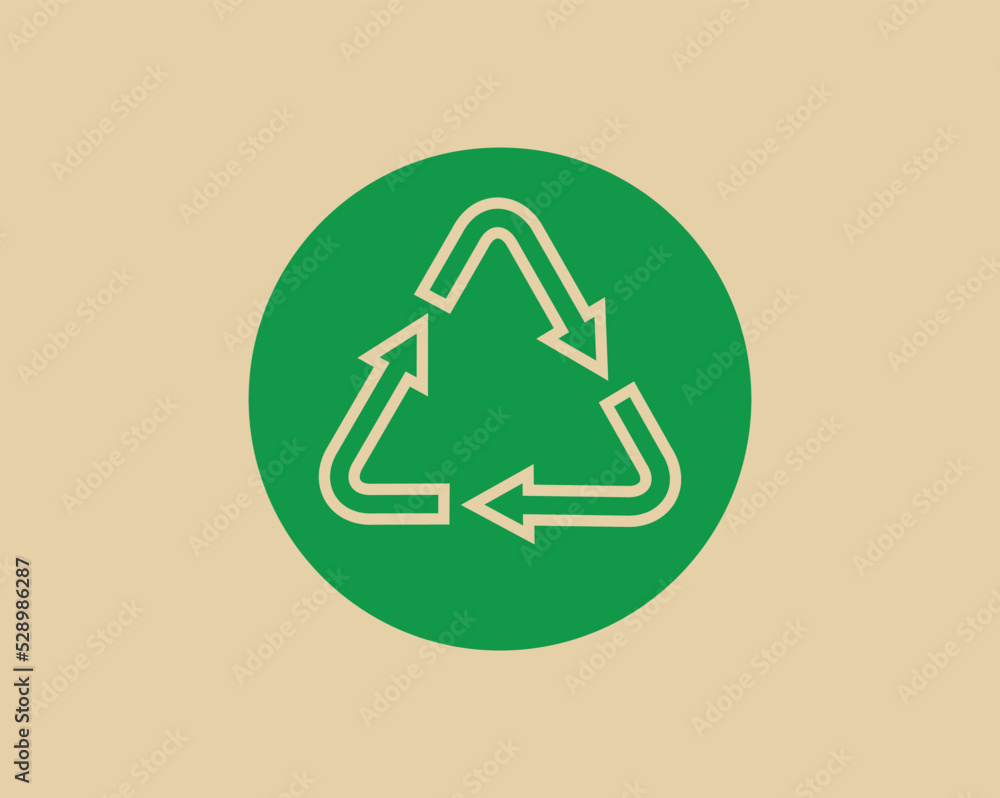 Recycle waste symbol and green arrow logo web icon concept flat vector illustration. Recycle waste symbol and green arrow logo web icon concept flat vector illustration.
