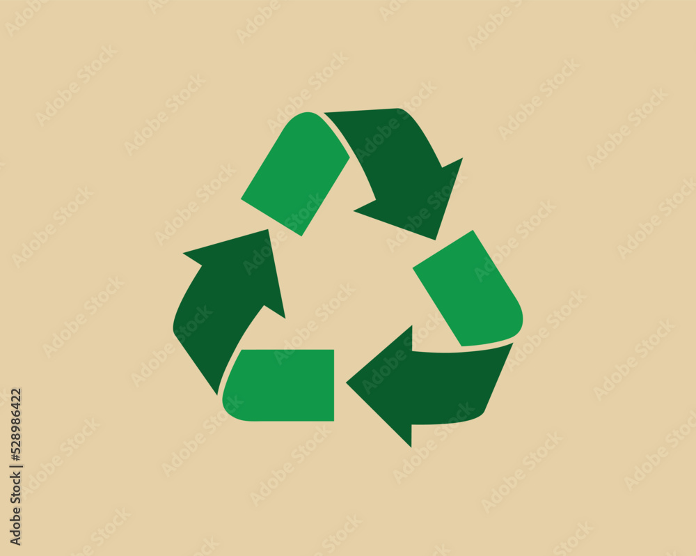 Recycle waste symbol and green arrow logo web icon concept flat vector illustration. Recycle waste symbol and green arrow logo web icon concept flat vector illustration.