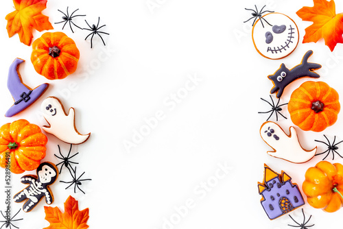 Halloween party gingerbread cookies with party decoration