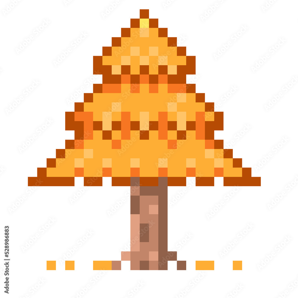 Fototapeta premium Pixel illustration of an autumn tree