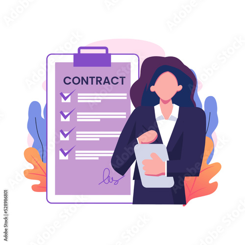 Electronic contract flat style illustration design