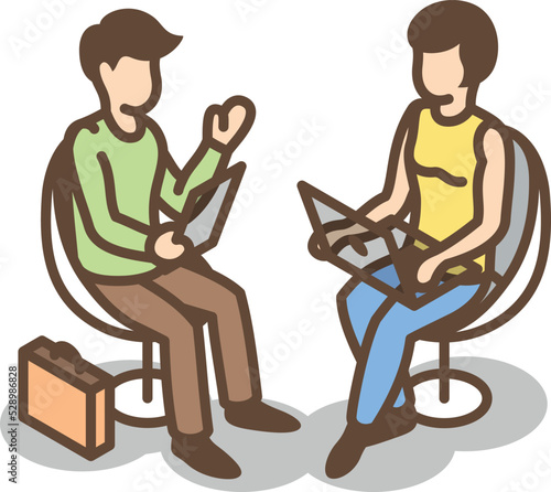 Business meeting isometric icon. Two people talking