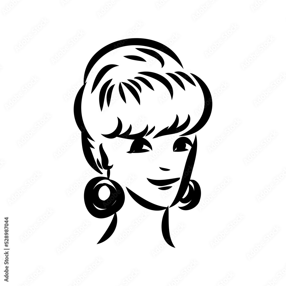 Fototapeta premium vintage illustration with beautiful fashion girl retro fashion vector