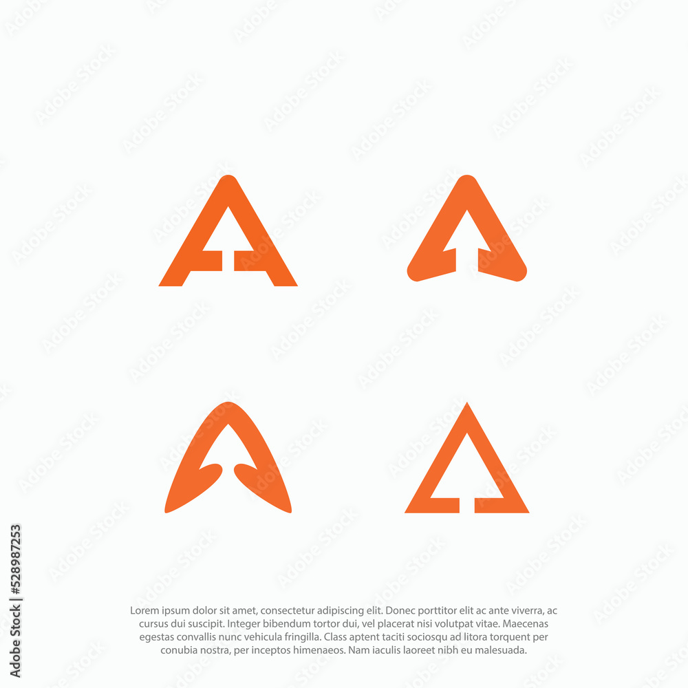 Logo Set with the initials letter A, and negative space or gestalt up arrow. Logo Set with the initials letter A, and negative space or gestalt up arrow.