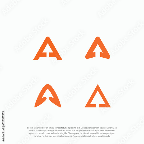 Logo Set with the initials letter A, and negative space or gestalt up arrow.