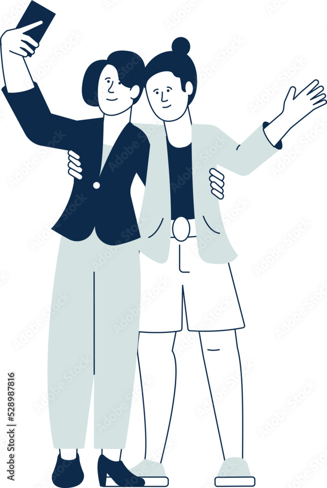 Friends making selfie. Female friendship. Women hugging Friends making selfie. Female friendship. Women hugging