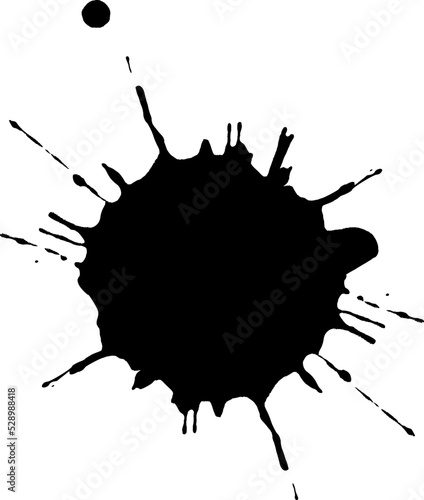 Black ink drop mark. Paint stain splatter