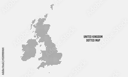 United Kingdom map halftone dotted style vector illustration with a light grey background
