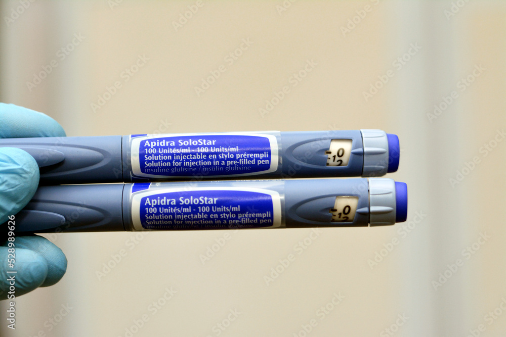 Cairo, Egypt, September 3 2022 Apidra Solostar solution prefilled pen