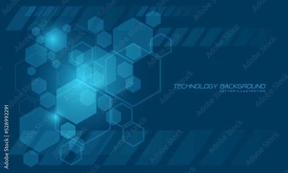 Abstract vector technology blue hexagon geometric futuristic design modern creative background
