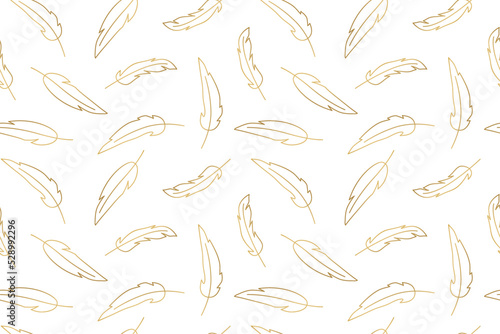 seamless pattern with golden feathers, great for wrapping, textile, wallpaper, greeting card- vector illustration