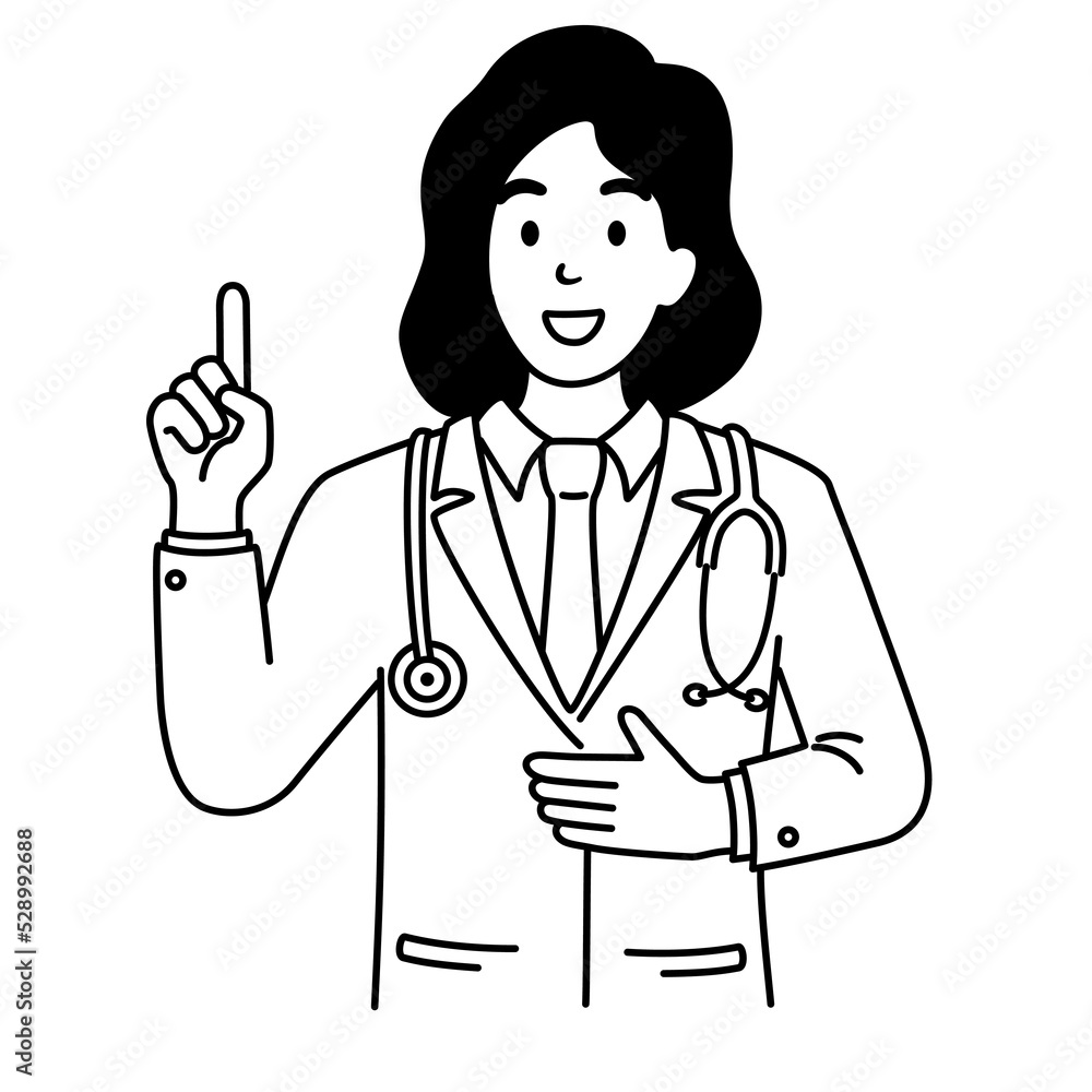Doctor or medical health care scpecialist talking in white coats isolated on blank background. Healthcare service concept outline vector illustration.