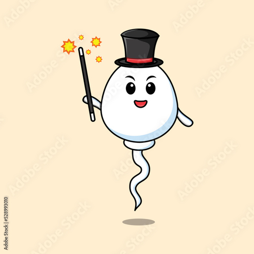 A gorgeous smart cute cartoon magician sperm style design 